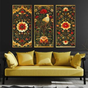 Set of Three large Wall Paintings for Wall Dacoration Golden Framed Wall Paintings for Living Room & Bedroom Wall Art for Home Decoration & Office Wall DΓ©cor (14x11 inch CH-LGD3-6)